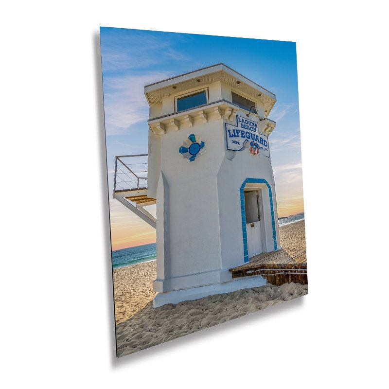 Beachfront Vigilance: Laguna Beach Lifeguard Department Wall Art Metal Canvas Print California Seascape