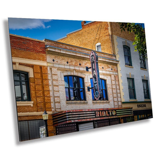 Vintage Vibes: Historic Rialto Theatre Signage Bozeman Montana Wall Art Metal Aluminum Print