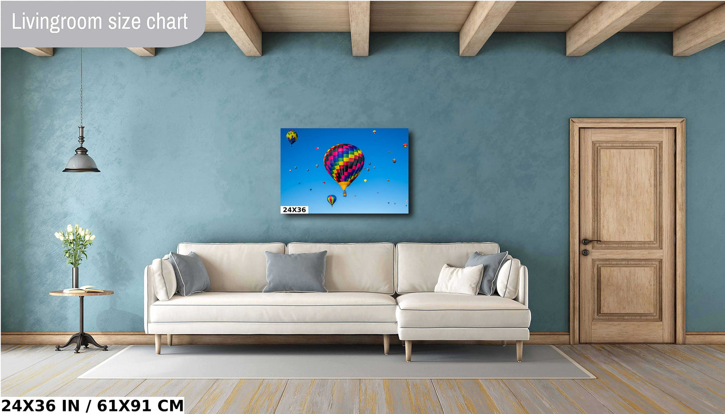 Fiesta in Flight: Hot Air Balloons Dance Above Albuquerque Balloon Festival New Mexico Wall Art Colorful Metal Aluminum Print