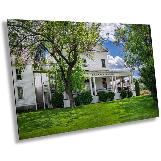 Historic Montana Hotel: Porch of the Sacajawea Hotel Wall Art Montana Landmark Bozeman Three Forks Metal Acrylic Print