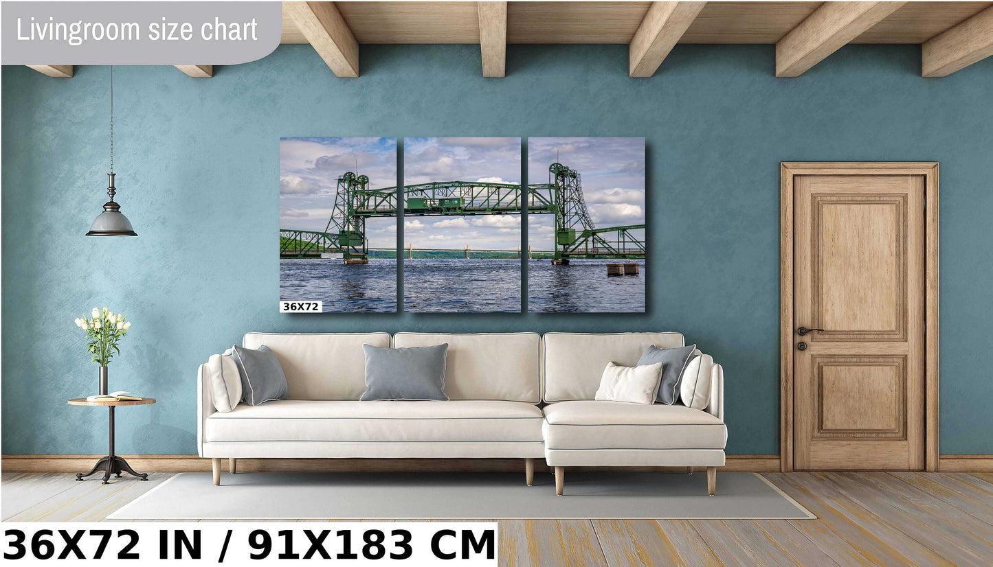 Scenic Crossing: Stillwater Historic Lift Bridge Across St. Croix Bridge Acrylic Canvas Print Minnesota Landscape Wall Art