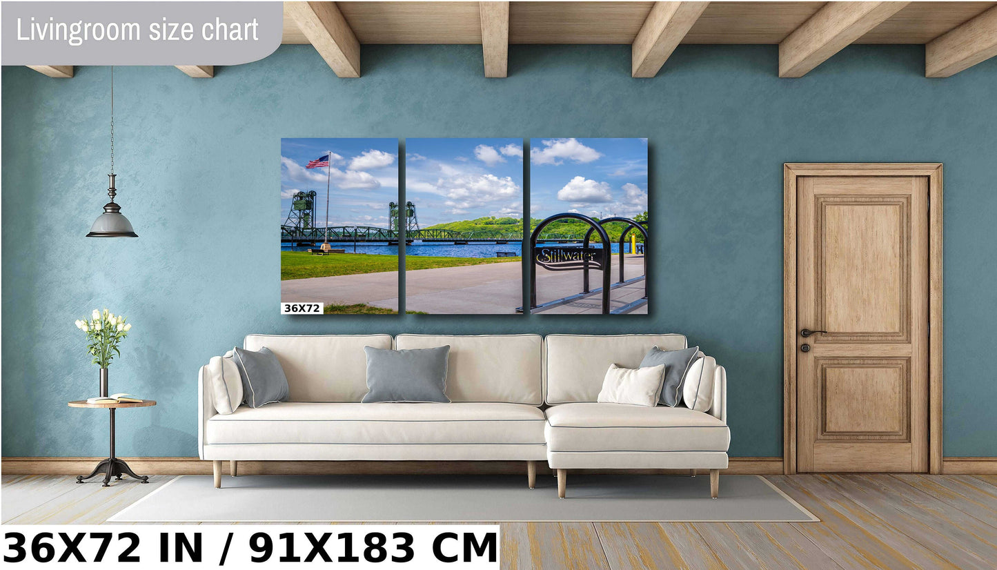 Patriotic Stillwater: US Flag and Stillwater Lift Bridge Viewing Wisconsin Across the St Croix River Minnesota Metal Aluminum Print