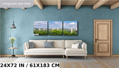 Bridge to Nature: New St. Croix Crossing Bridge Amidst Forest and Valley Metal Canvas Print Minnesota and Wisconsin Extradosed Bridge