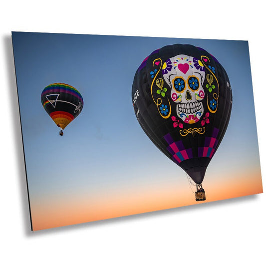 Skull Skies: Sugar Skull Design Hot Air Balloon at Albuquerque Balloon Fiesta Wall Art Metal Acrylic Print