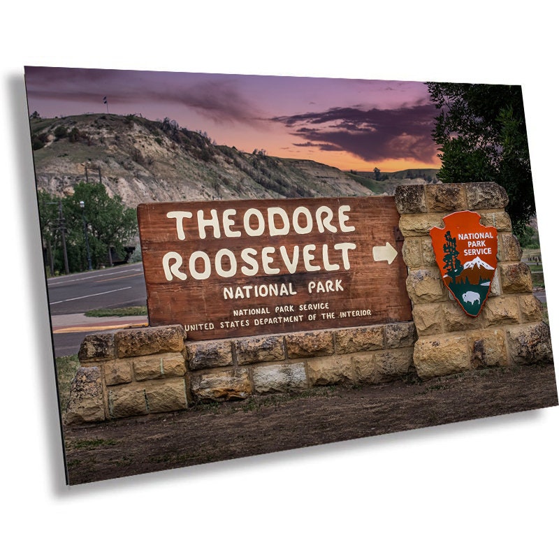 Welcome to Theodore Roosevelt National Park: Medore North Dakota Signage Metal Aluminum Print Wall Art