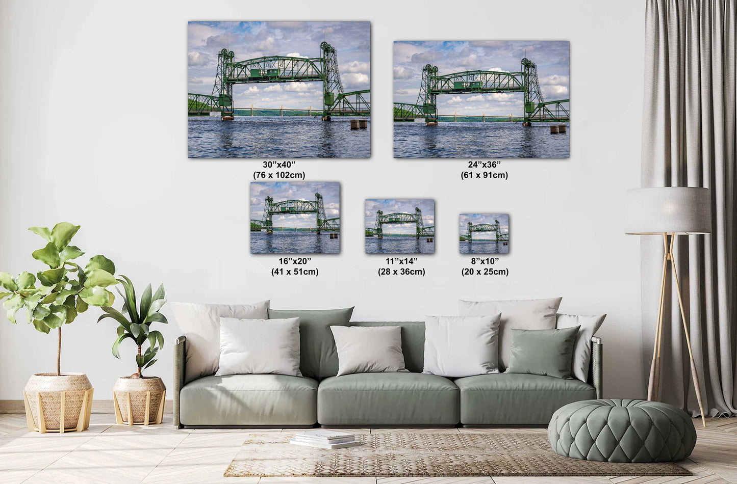 Scenic Crossing: Stillwater Historic Lift Bridge Across St. Croix Bridge Acrylic Canvas Print Minnesota Landscape Wall Art