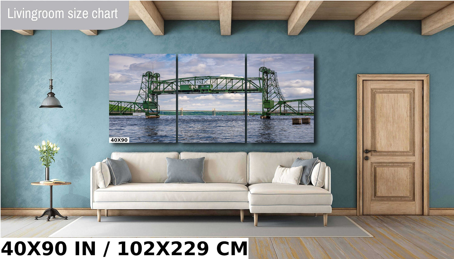 Scenic Crossing: Stillwater Historic Lift Bridge Across St. Croix Bridge Acrylic Canvas Print Minnesota Landscape Wall Art