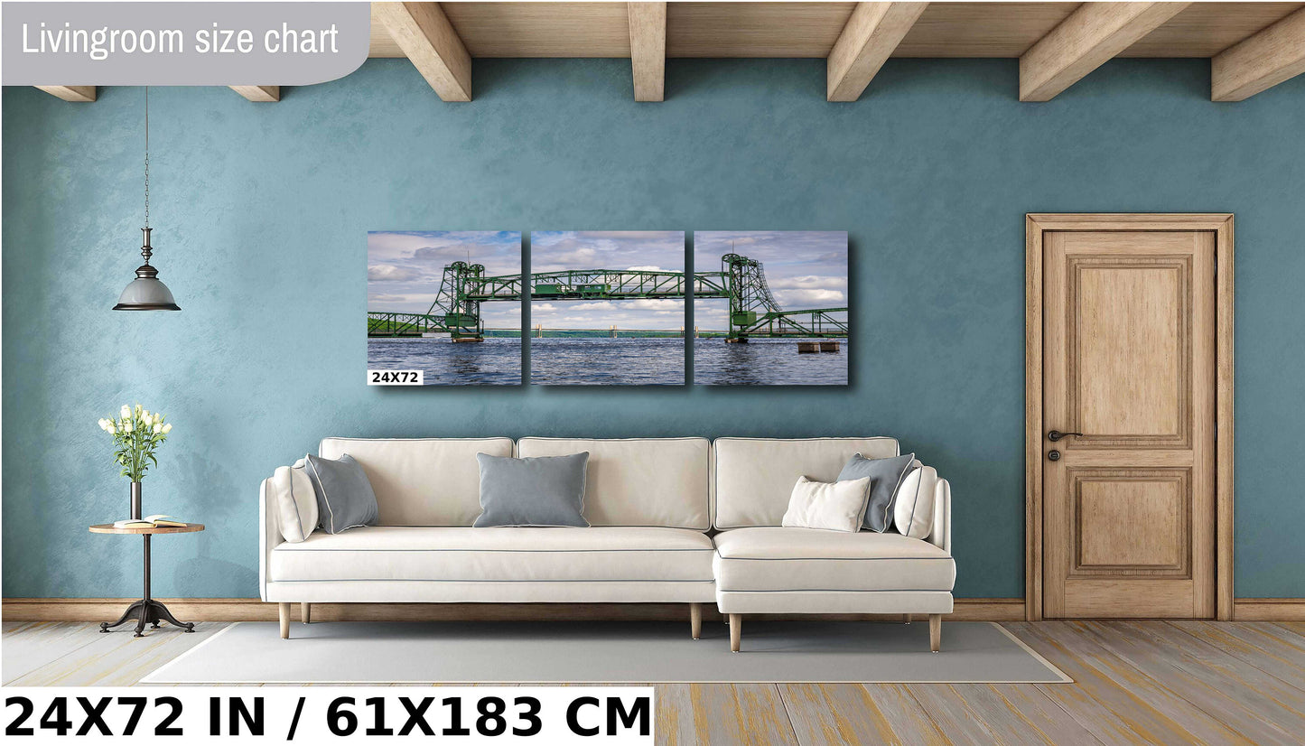 Scenic Crossing: Stillwater Historic Lift Bridge Across St. Croix Bridge Acrylic Canvas Print Minnesota Landscape Wall Art