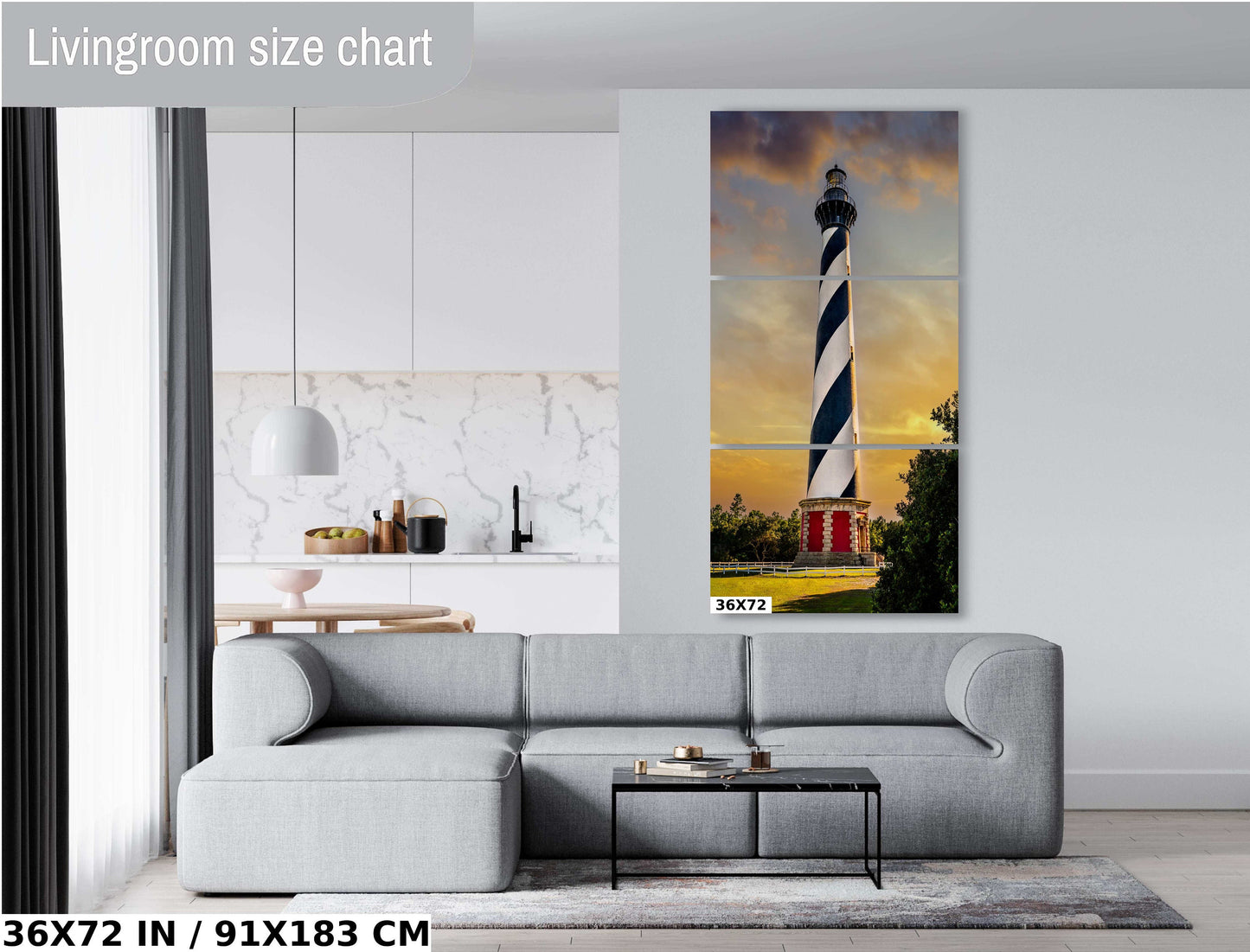 Lighthouse Majesty: Cape Hatteras Lighthouse in Sunny Clouds Wall Art Metal Canvas Print Buxton, North Carolina Portrait