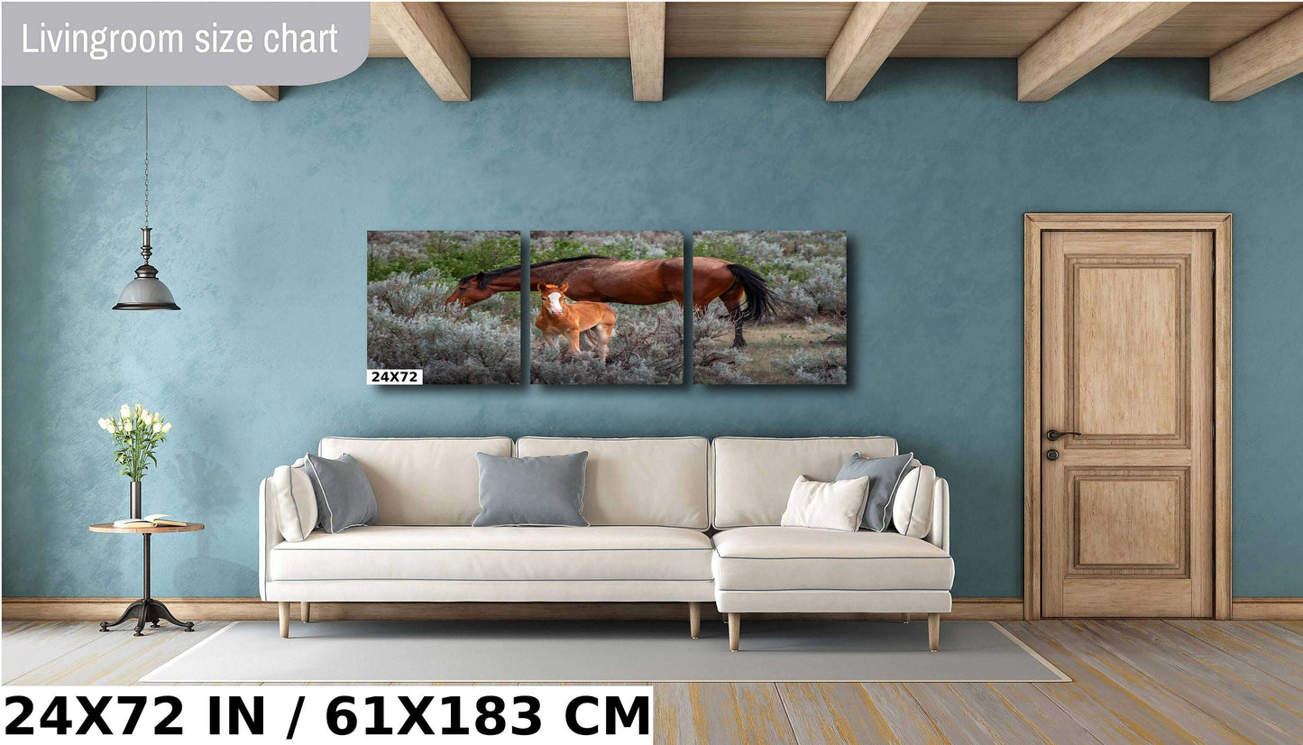 Generations in the Wild: Young and Adult Horses of Theodore Roosevelt National Park Metal Aluminum Print North Dakota Wall Art