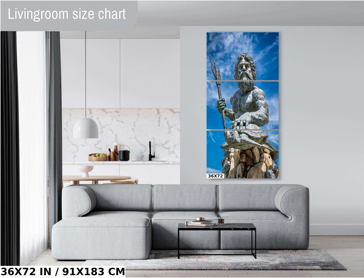 Up Close with King Neptune: Detailed Shot of King Neptune Against Clear Sky Wall Art Virginia Beach Maritime Legacy Metal Canvas Print