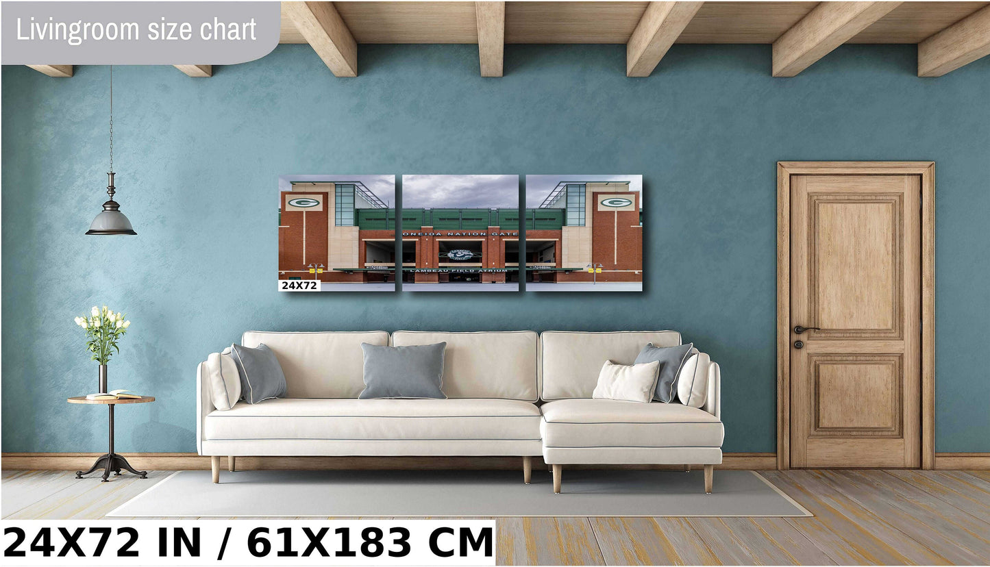 Packers Lambeau Field Atrium: Iconic Oneida Nation Gate Wall Art Metal Canvas Print Stadium in Green Bay Wisconsin Landscape