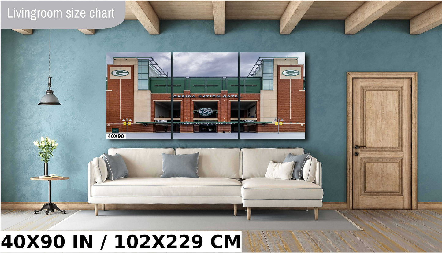 Packers Lambeau Field Atrium: Iconic Oneida Nation Gate Wall Art Metal Canvas Print Stadium in Green Bay Wisconsin Landscape