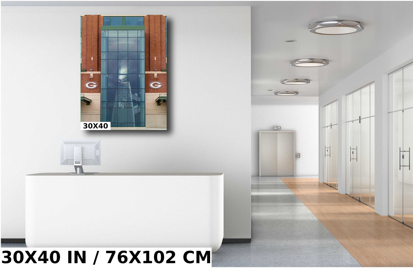 Giant Lombardi Trophy: Lambeau Field Wall Art Photography Metal Canvas Print Green Bay Packers Wisconsin