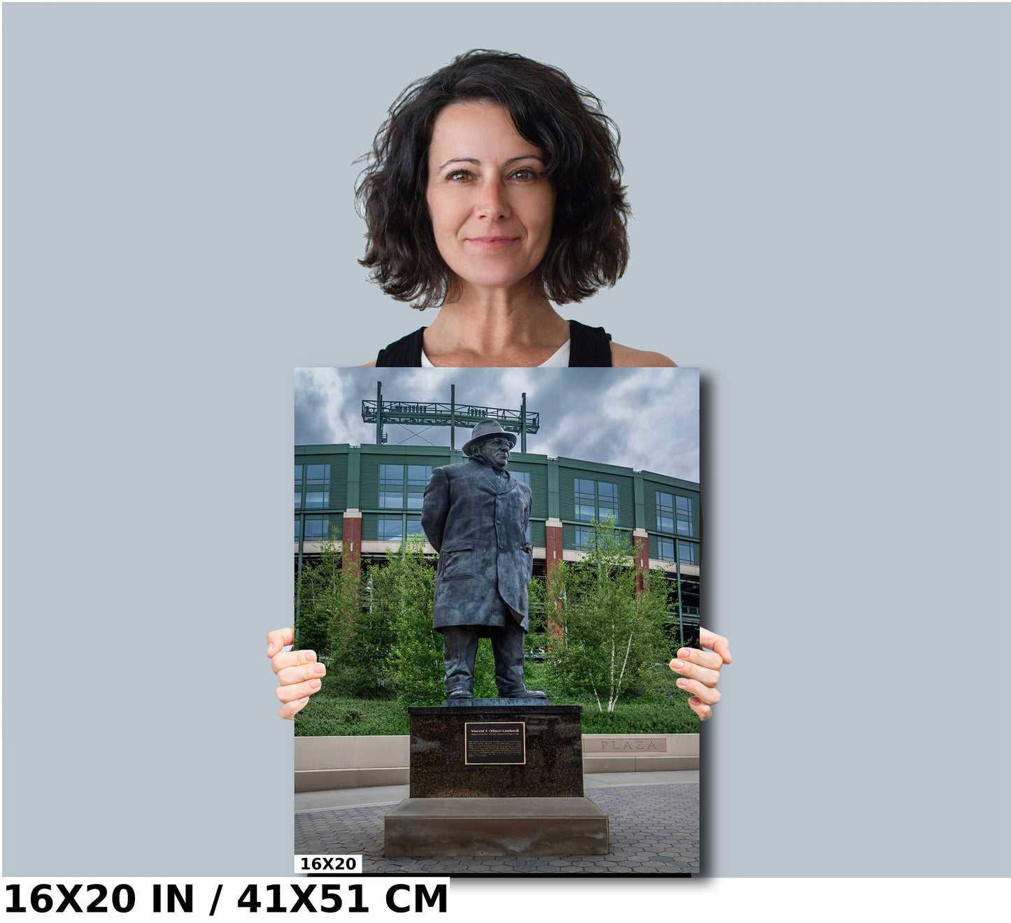 Tribute to a Winner: Vince Lombardi’s Statue at Lambeau Field Wall Art Metal Aluminum Print Green Bay Wisconsin Portrait