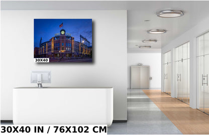 As The Rockies Sleep: Dawn at Coors Field Stadium Downtown Denver, Colorado Wall Art Metal Aluminum Print Baseball Stadium Colorado Rockies