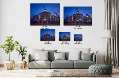 As The Rockies Sleep: Dawn at Coors Field Stadium Downtown Denver, Colorado Wall Art Metal Aluminum Print Baseball Stadium Colorado Rockies