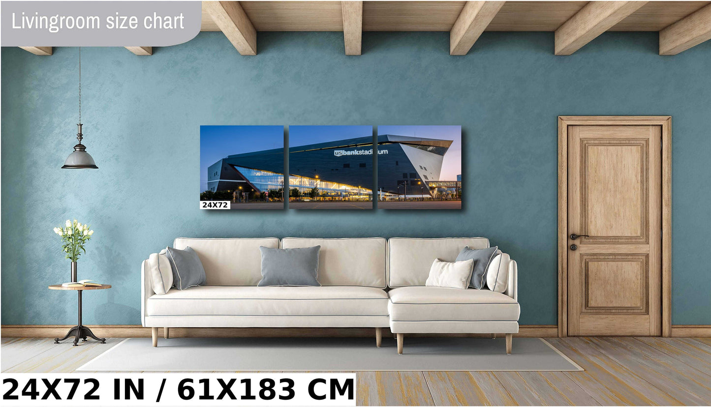 U.S. Bank Vikings Stadium at Twilight: Downtown Minneapolis, Minnesota Stadium Wall Art Metal Canvas Print