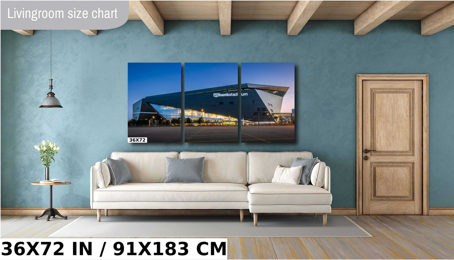 U.S. Bank Vikings Stadium at Twilight: Downtown Minneapolis, Minnesota Stadium Wall Art Metal Canvas Print