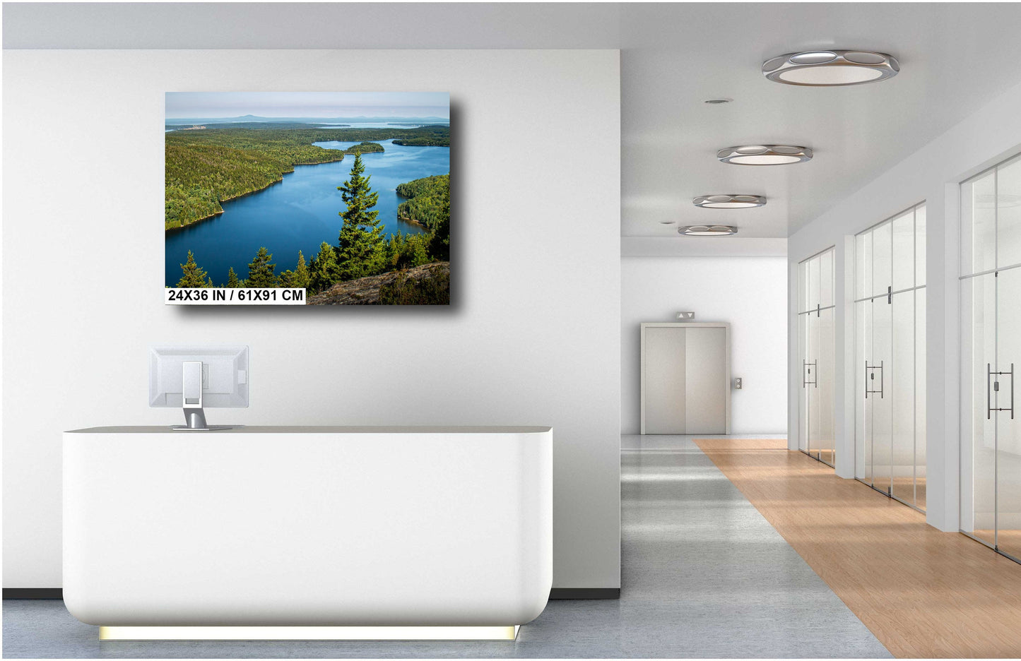 Echo Lake Serenity: Tranquil Waters in Acadia National Park Maine Wall Art Metal Canvas Print Echo Lake Beach Photography