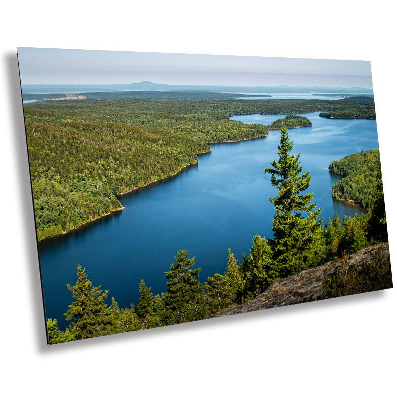 Echo Lake Serenity: Tranquil Waters in Acadia National Park Maine Wall Art Metal Canvas Print Echo Lake Beach Photography