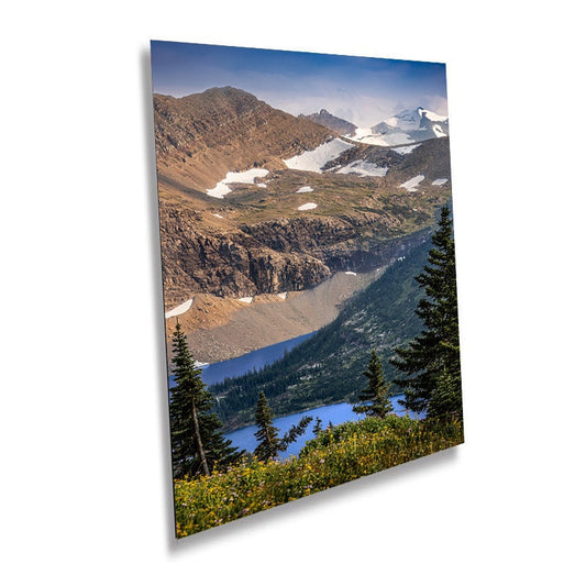 Across the Divide: Glacier National Park's Canadian Border Scene Wall Art Montana Overlooking Summit Metal Canvas Print