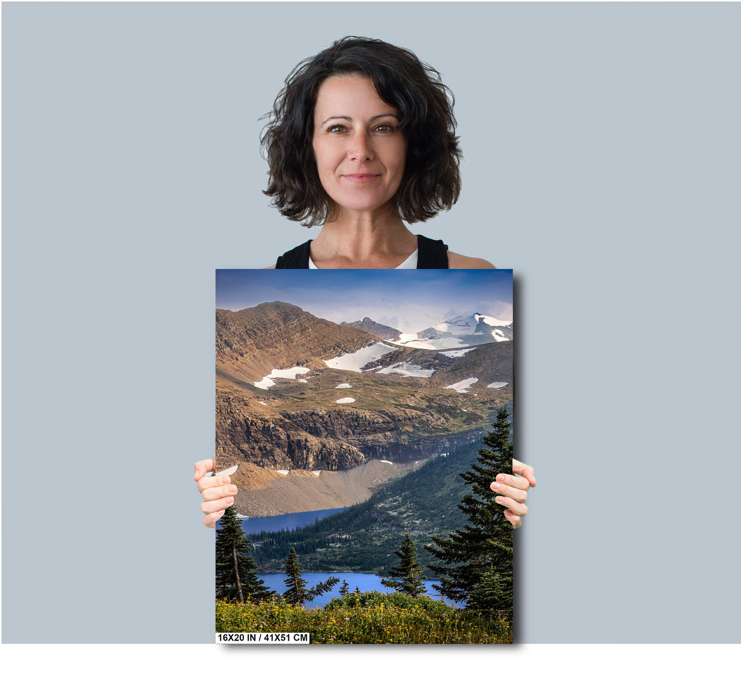 Across the Divide: Glacier National Park's Canadian Border Scene Wall Art Montana Overlooking Summit Metal Canvas Print