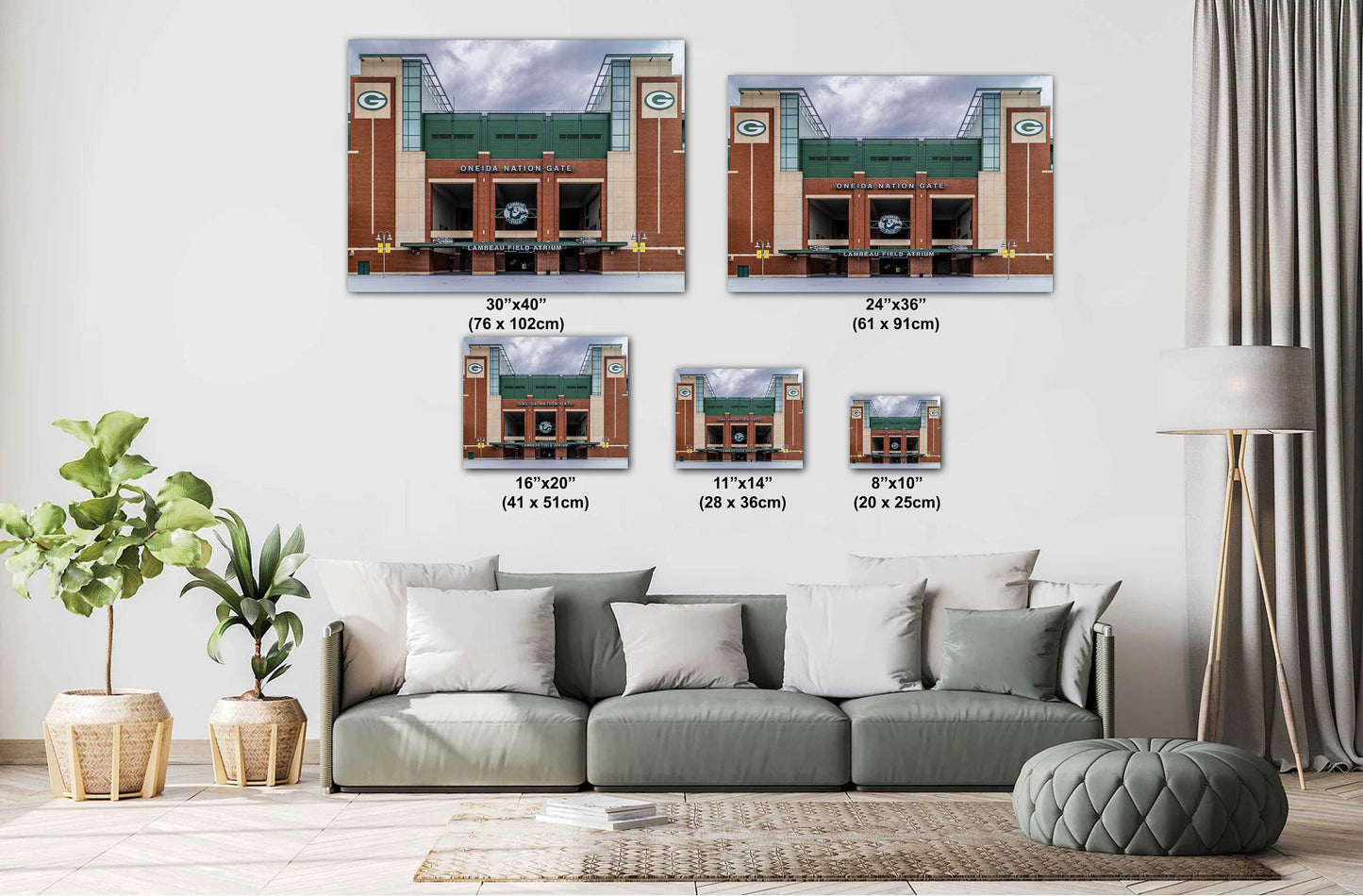 Packers Lambeau Field Atrium: Iconic Oneida Nation Gate Wall Art Metal Canvas Print Stadium in Green Bay Wisconsin Landscape