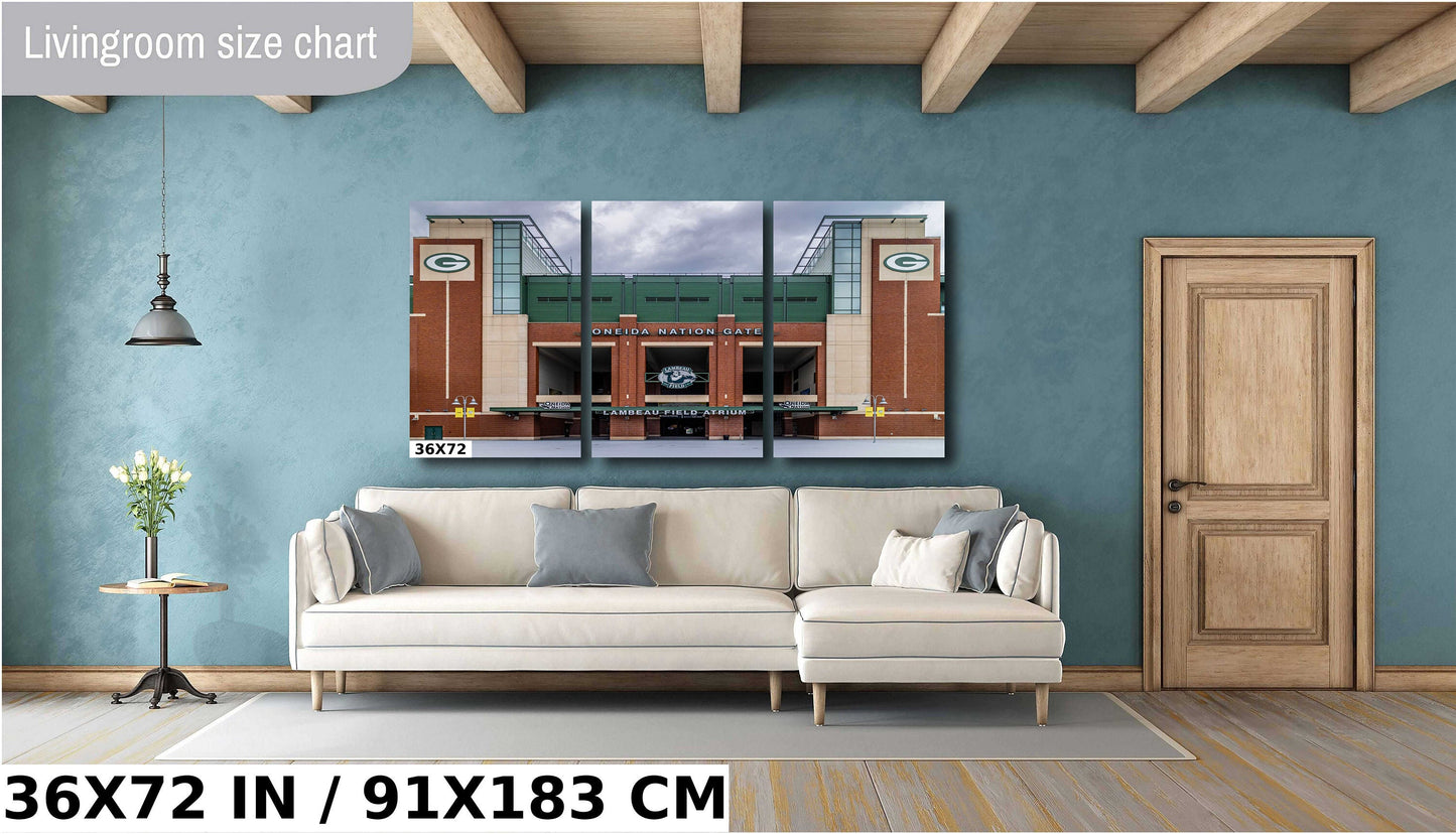 Packers Lambeau Field Atrium: Iconic Oneida Nation Gate Wall Art Metal Canvas Print Stadium in Green Bay Wisconsin Landscape