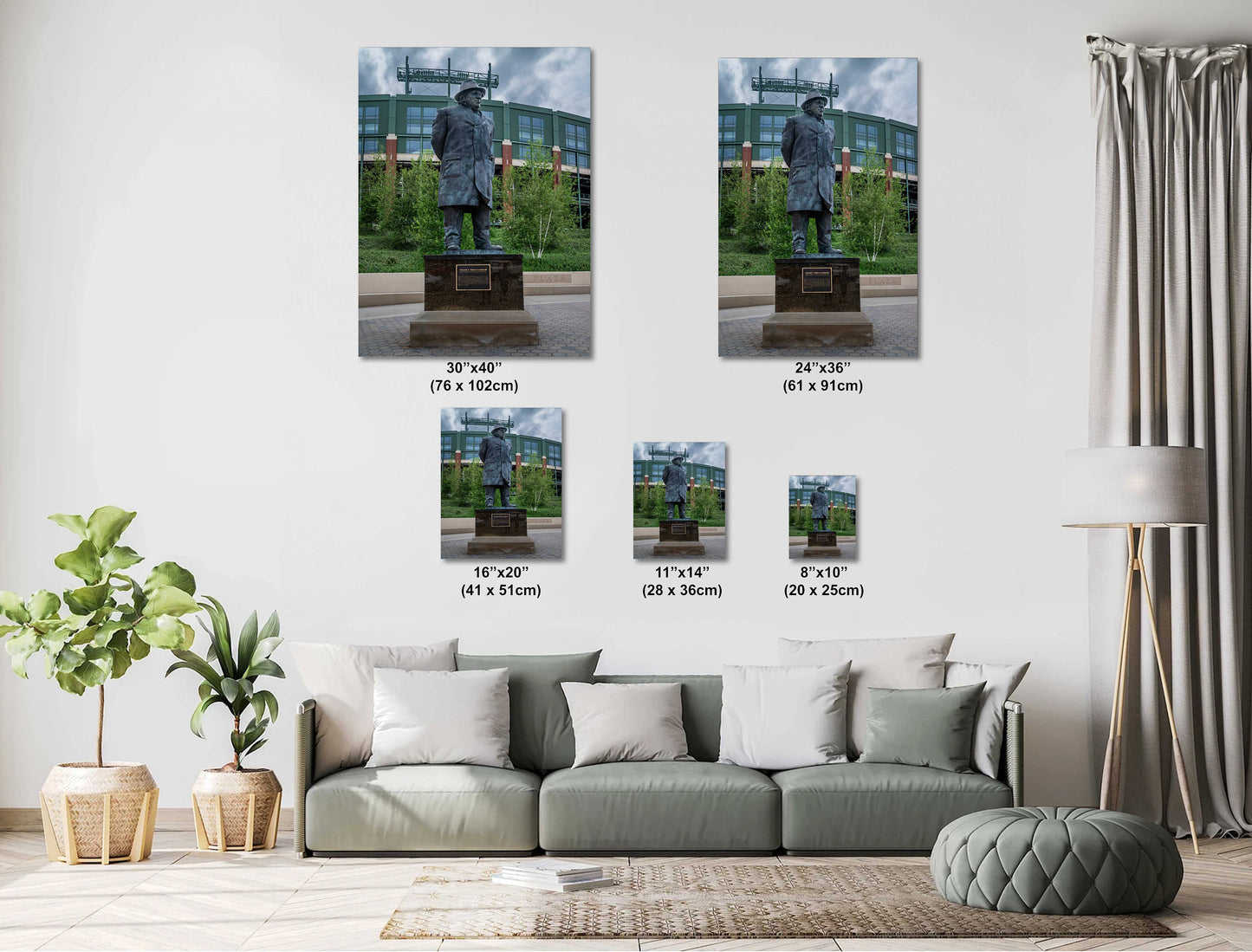 Tribute to a Winner: Vince Lombardi’s Statue at Lambeau Field Wall Art Metal Aluminum Print Green Bay Wisconsin Portrait