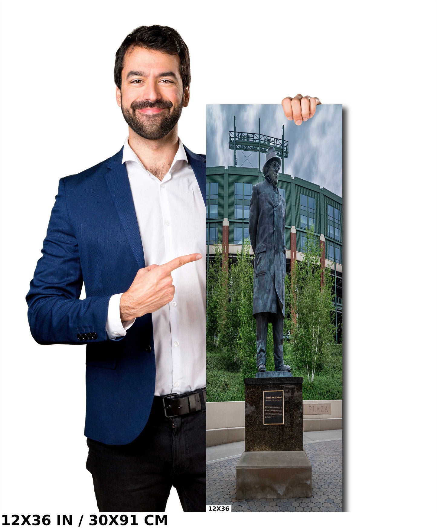 Tribute to a Winner: Vince Lombardi’s Statue at Lambeau Field Wall Art Metal Aluminum Print Green Bay Wisconsin Portrait