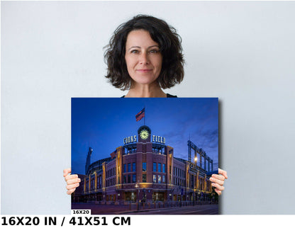 As The Rockies Sleep: Dawn at Coors Field Stadium Downtown Denver, Colorado Wall Art Metal Aluminum Print Baseball Stadium Colorado Rockies