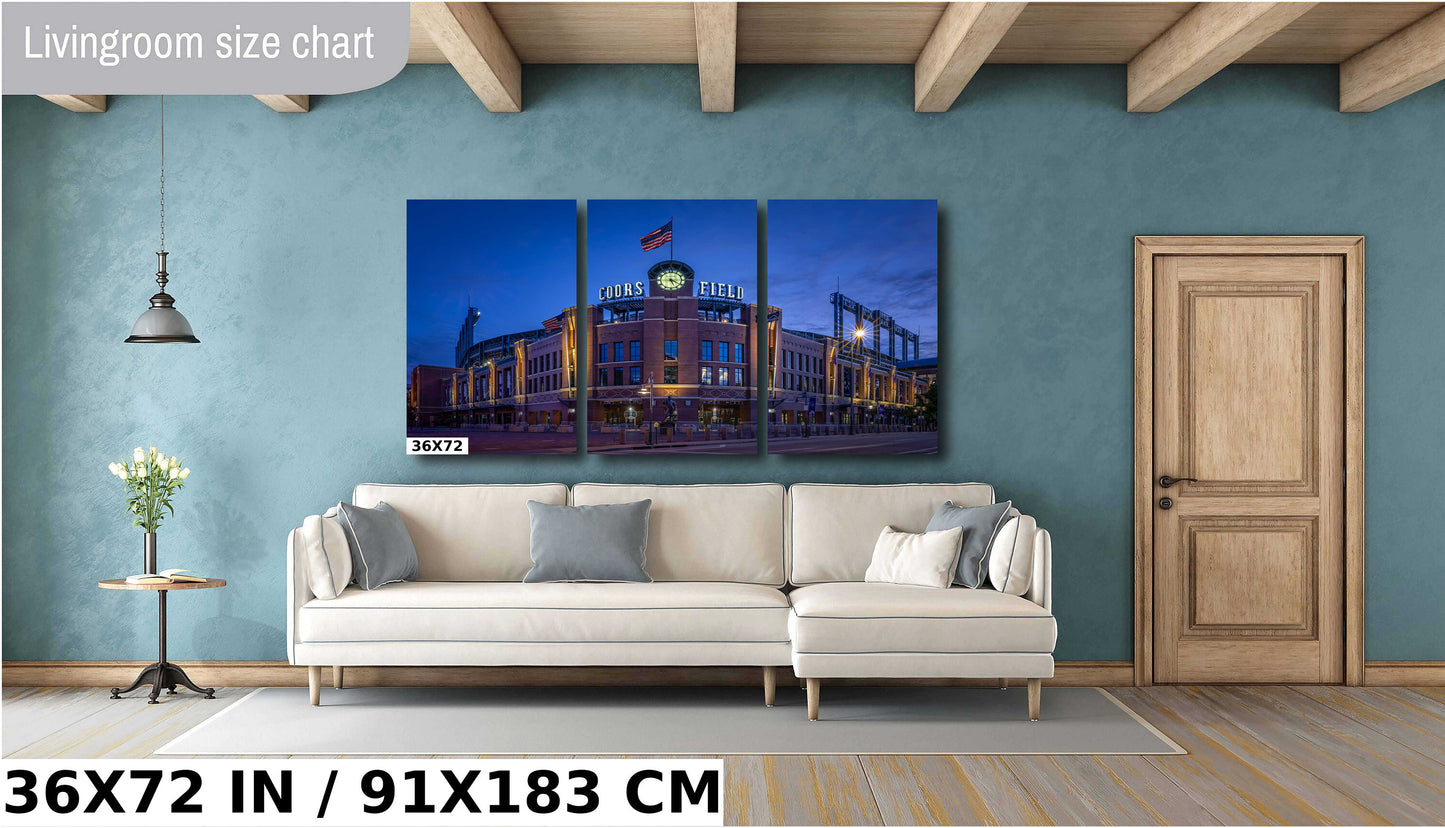 As The Rockies Sleep: Dawn at Coors Field Stadium Downtown Denver, Colorado Wall Art Metal Aluminum Print Baseball Stadium Colorado Rockies