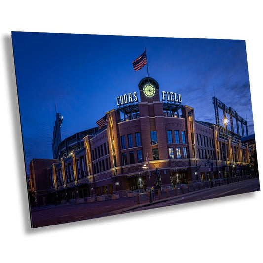 As The Rockies Sleep: Dawn at Coors Field Stadium Downtown Denver, Colorado Wall Art Metal Aluminum Print Baseball Stadium Colorado Rockies