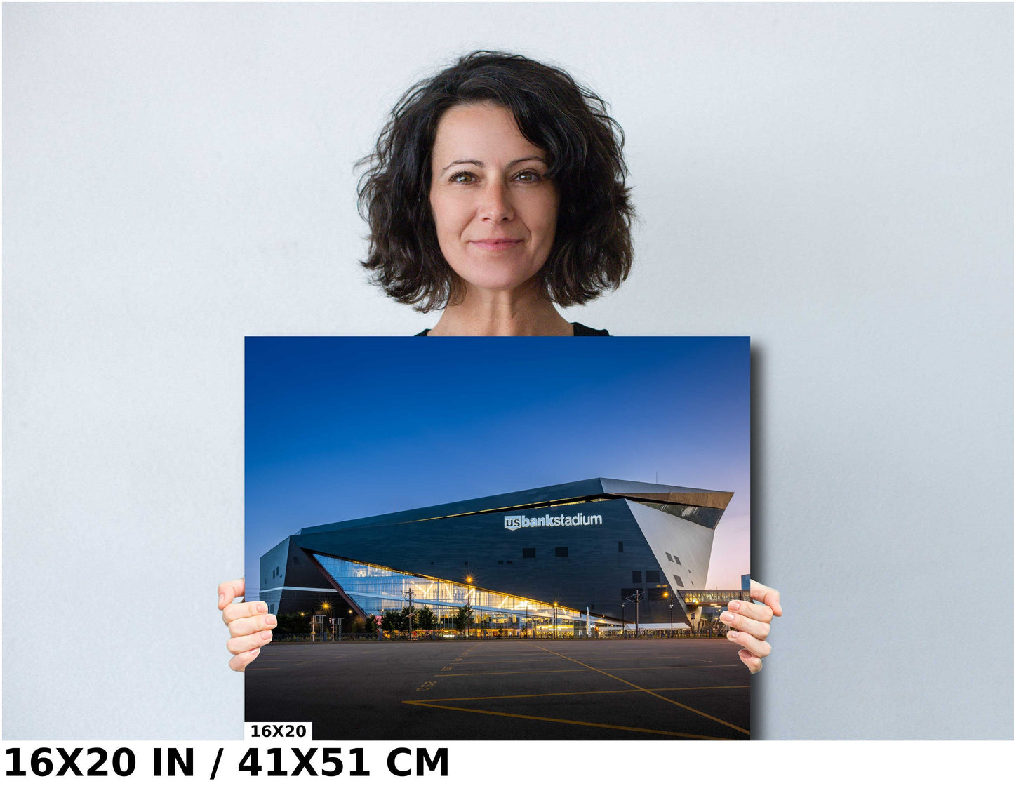 U.S. Bank Vikings Stadium at Twilight: Downtown Minneapolis, Minnesota Stadium Wall Art Metal Canvas Print