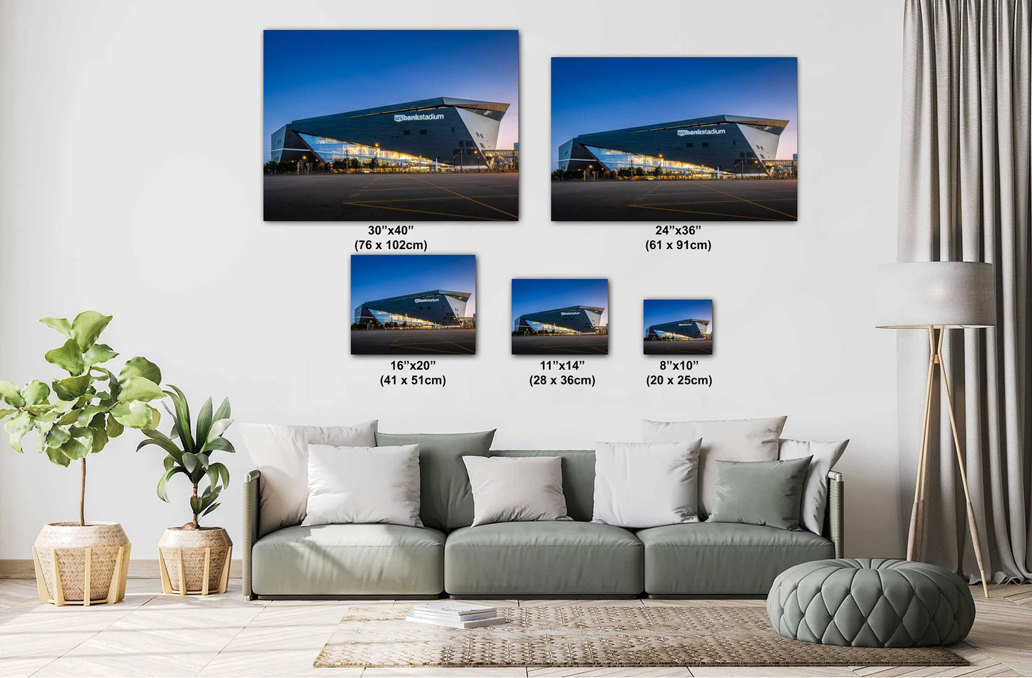 U.S. Bank Vikings Stadium at Twilight: Downtown Minneapolis, Minnesota Stadium Wall Art Metal Canvas Print