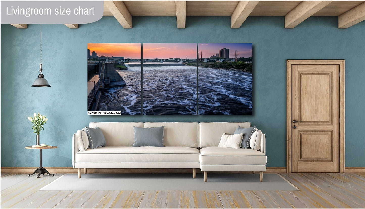 Saint Anthony Falls: A Natural Wonder in the Heart of Minneapolis Minnesota Wall Art Metal Canvas Print Mississippi River Waterfall