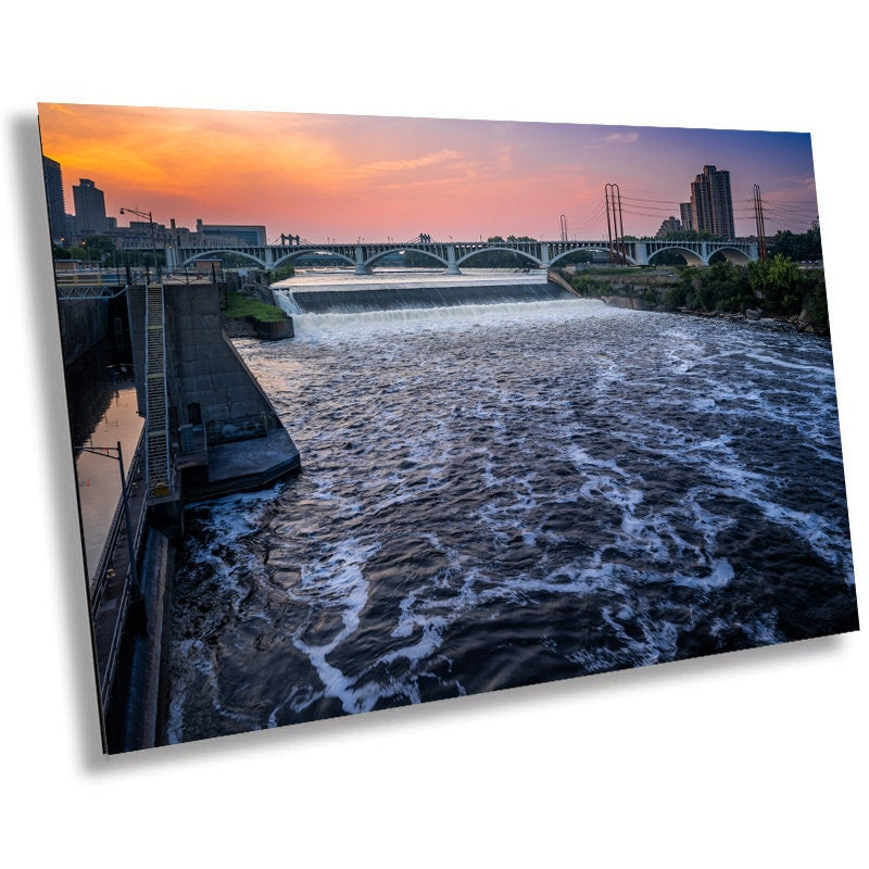 Saint Anthony Falls: A Natural Wonder in the Heart of Minneapolis Minnesota Wall Art Metal Canvas Print Mississippi River Waterfall