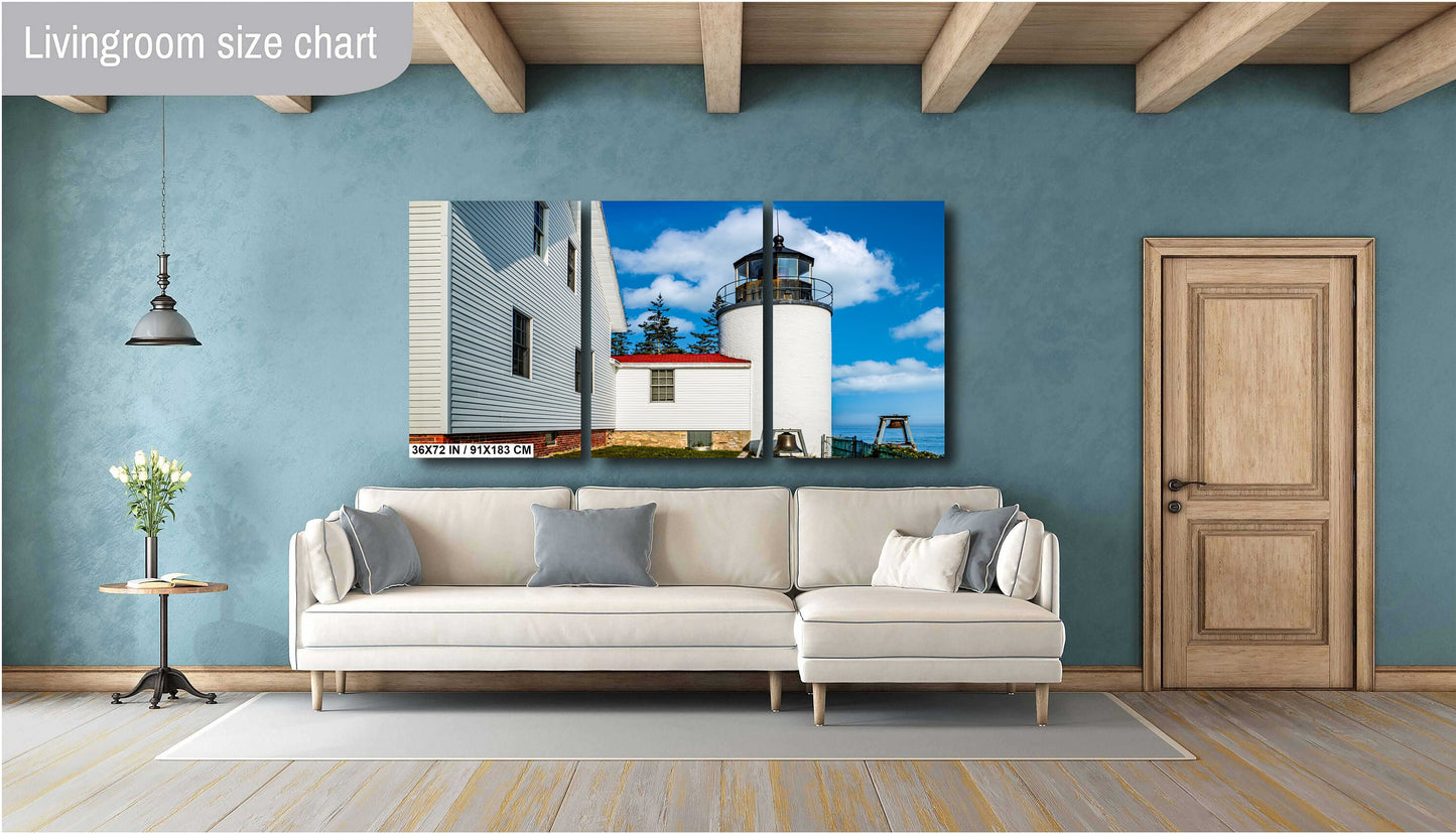 Acadia’s Beacon of Clarity: Bass Harbor Head Light Station on a Sunny Day Metal Canvas Print Acadia National Park Maine Wall