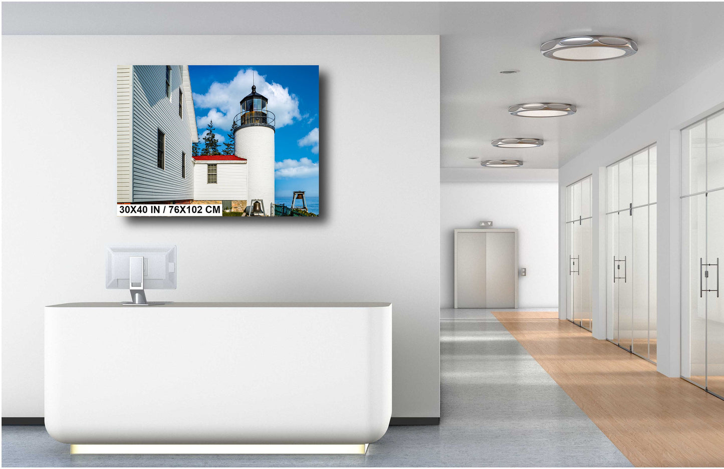 Acadia’s Beacon of Clarity: Bass Harbor Head Light Station on a Sunny Day Metal Canvas Print Acadia National Park Maine Wall