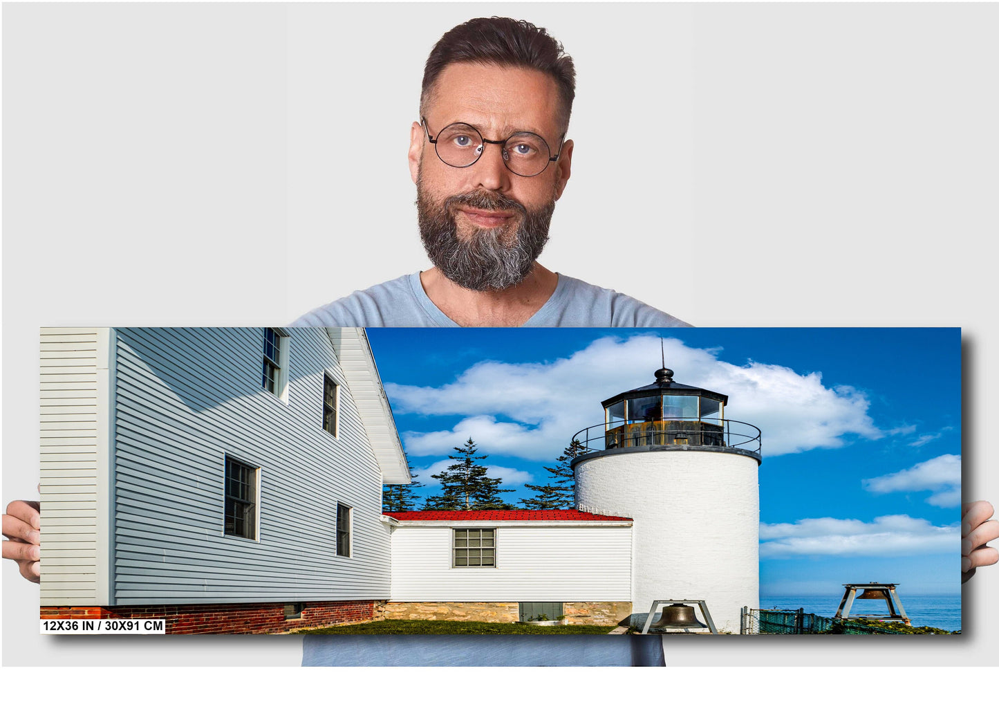 Acadia’s Beacon of Clarity: Bass Harbor Head Light Station on a Sunny Day Metal Canvas Print Acadia National Park Maine Wall