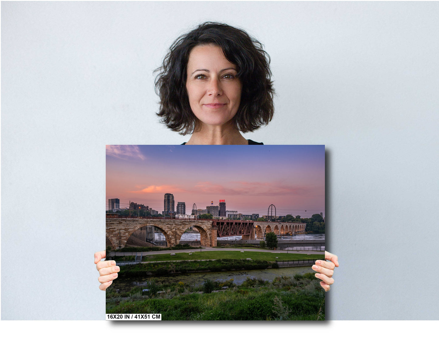 Majestic Minneapolis at Sunset: Stone Arch Bridge Over the Mississippi River Mill District Wall Art Canvas Print Minnesota