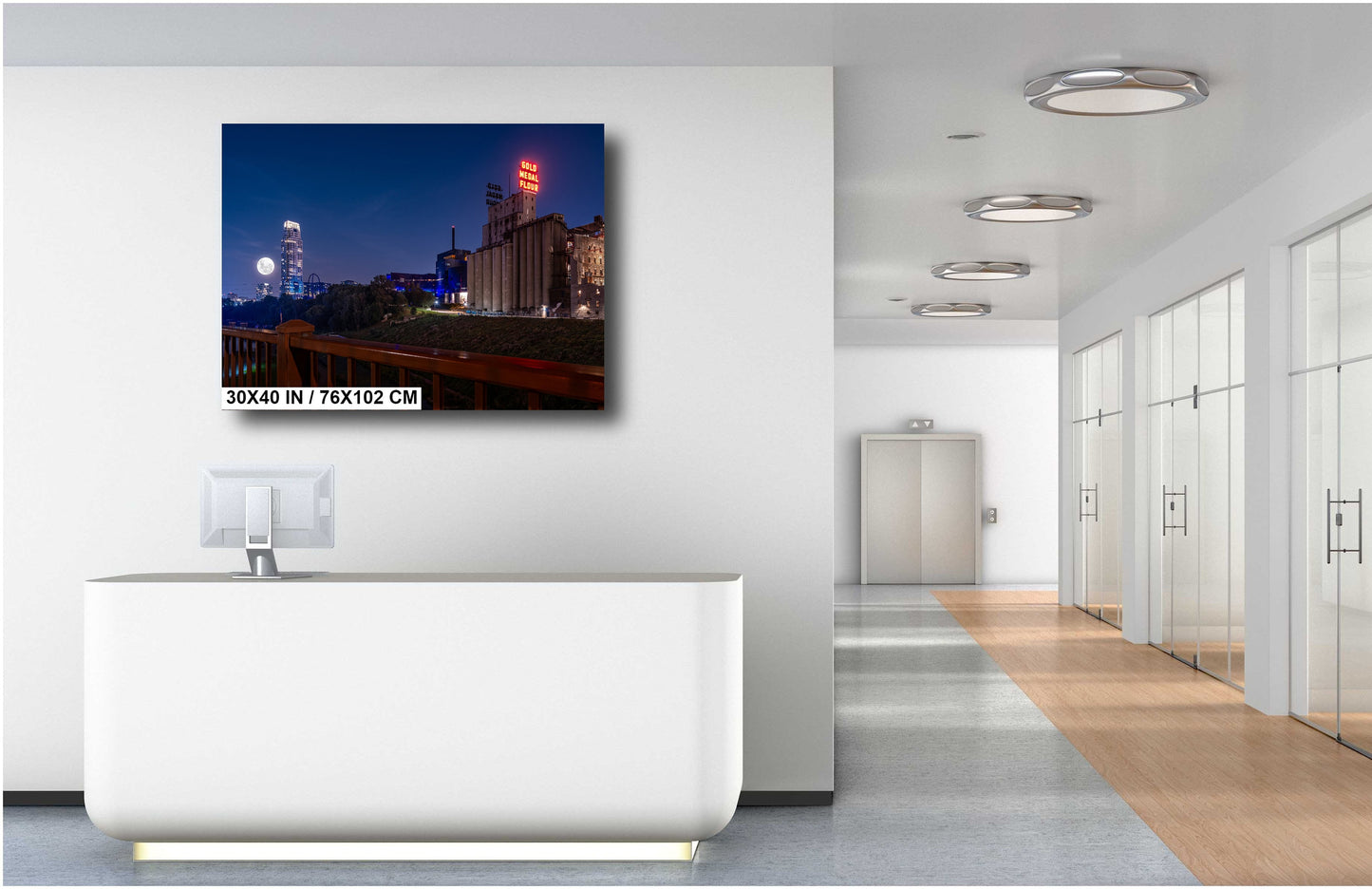 Minneapolis by Night: Gold Medal Flour Mill City Museum Eleven Tower Super Moon Rise Metal Aluminum Print Minnesota