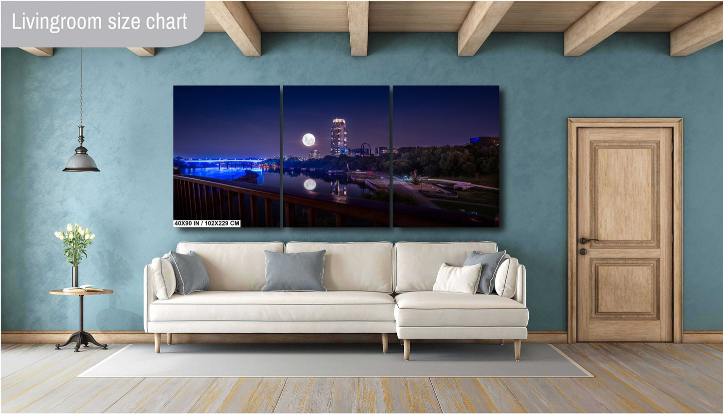 Super Moon Over Minneapolis: Eleven Tower Shines in Downtown Minneapolis Minnesota Wall Art Metal Canvas Print Home Decor