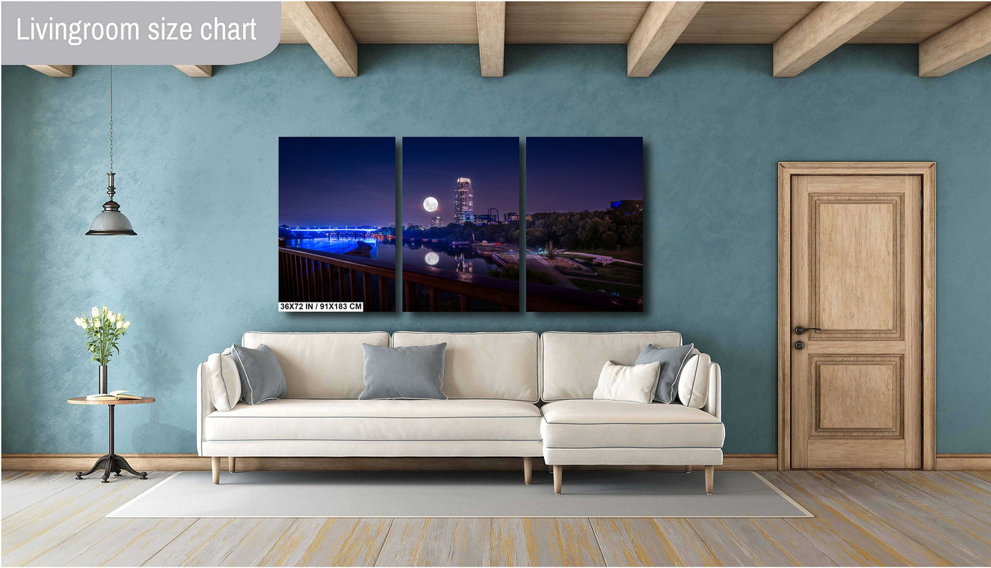 Super Moon Over Minneapolis: Eleven Tower Shines in Downtown Minneapolis Minnesota Wall Art Metal Canvas Print Home Decor