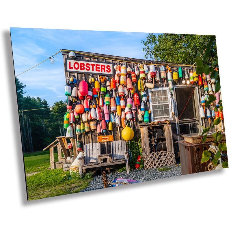 Bar Harbor Buoys: The Happy Clam Shack in Bar Harbor Mount Desert Island Maine Wall Art Metal Canvas Print Home Decor Historic Landmark