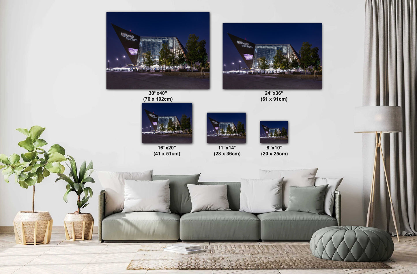 Vikings Night Light: U.S. Bank Stadium Glows Against Dark Sky Metal Acrylic Print Downtown Minneapolis Minnesota Vikings Hometown Wall Art