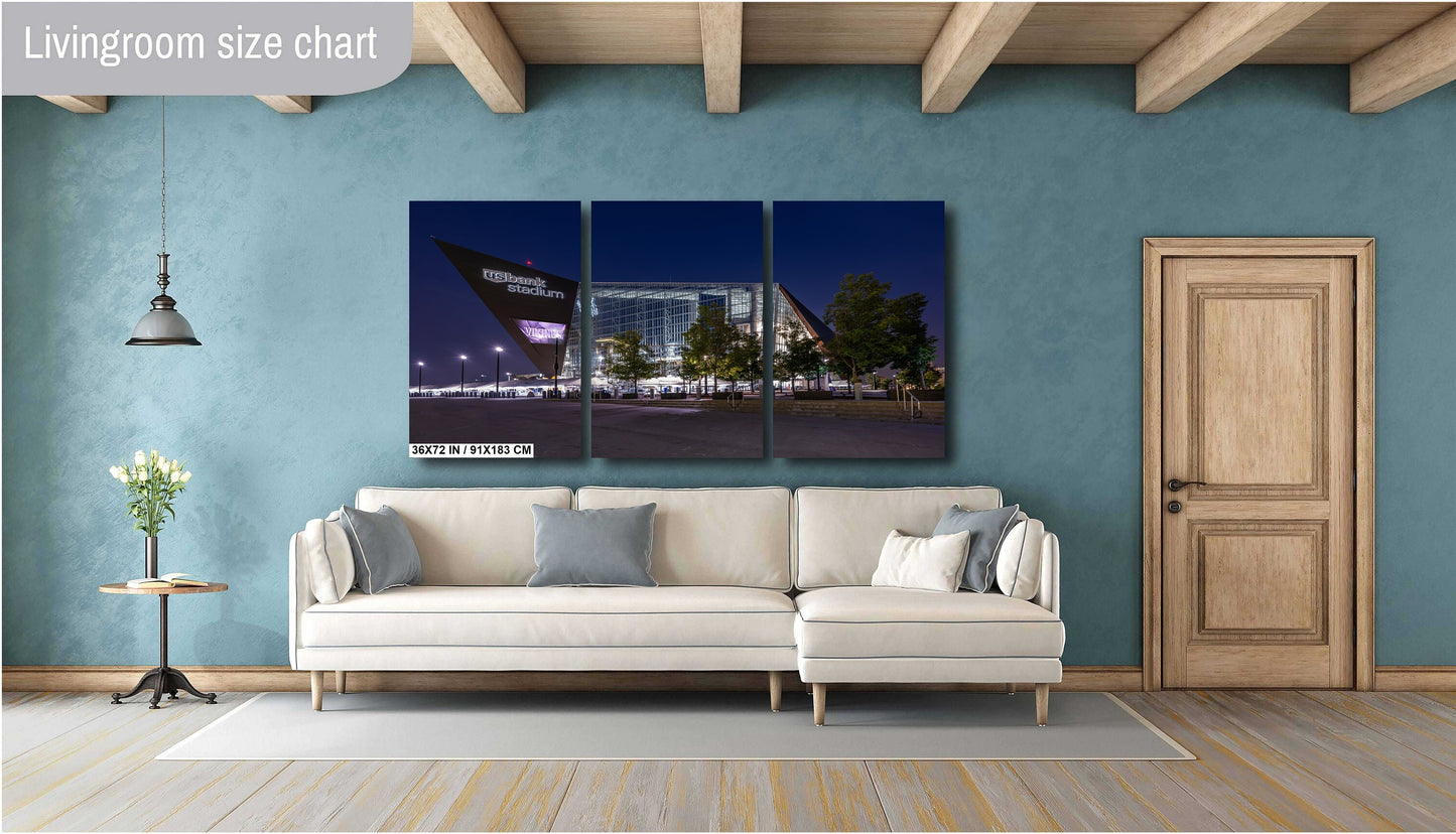 Vikings Night Light: U.S. Bank Stadium Glows Against Dark Sky Metal Acrylic Print Downtown Minneapolis Minnesota Vikings Hometown Wall Art