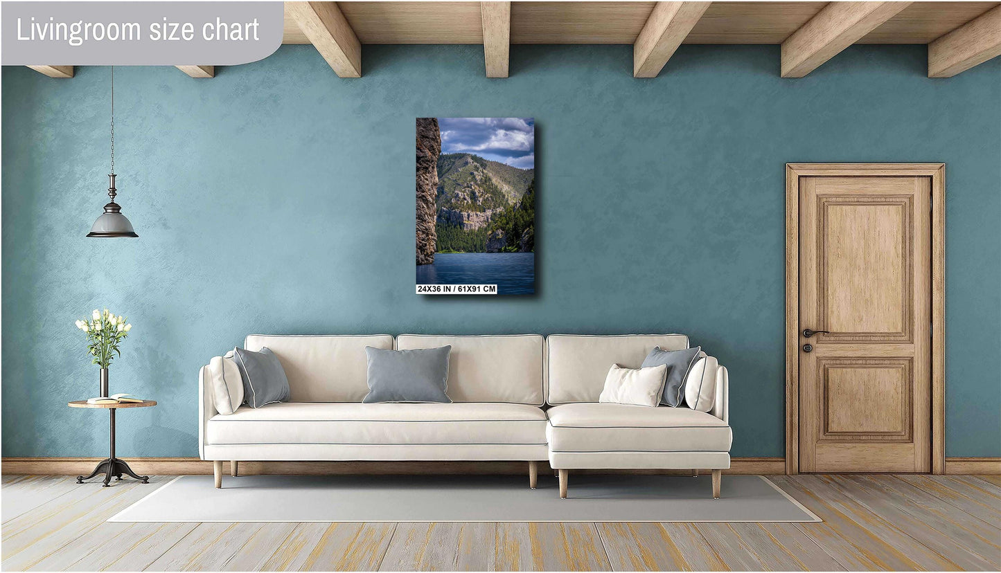 Montana's Rocky Shoreline: Gates of the Mountains Wilderness Wall Art Metal Canvas Print Helena National Forest Portrait Home Decor