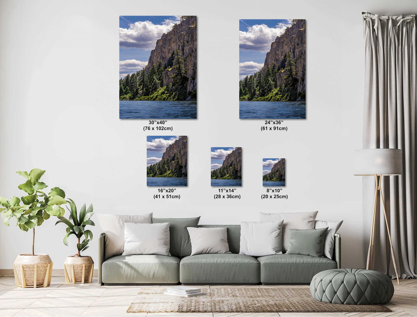 Rocky Riverfront: Gates of the Mountains Wilderness and Missouri River Wall Art Metal Canvas Print Helena National Forest Portrait